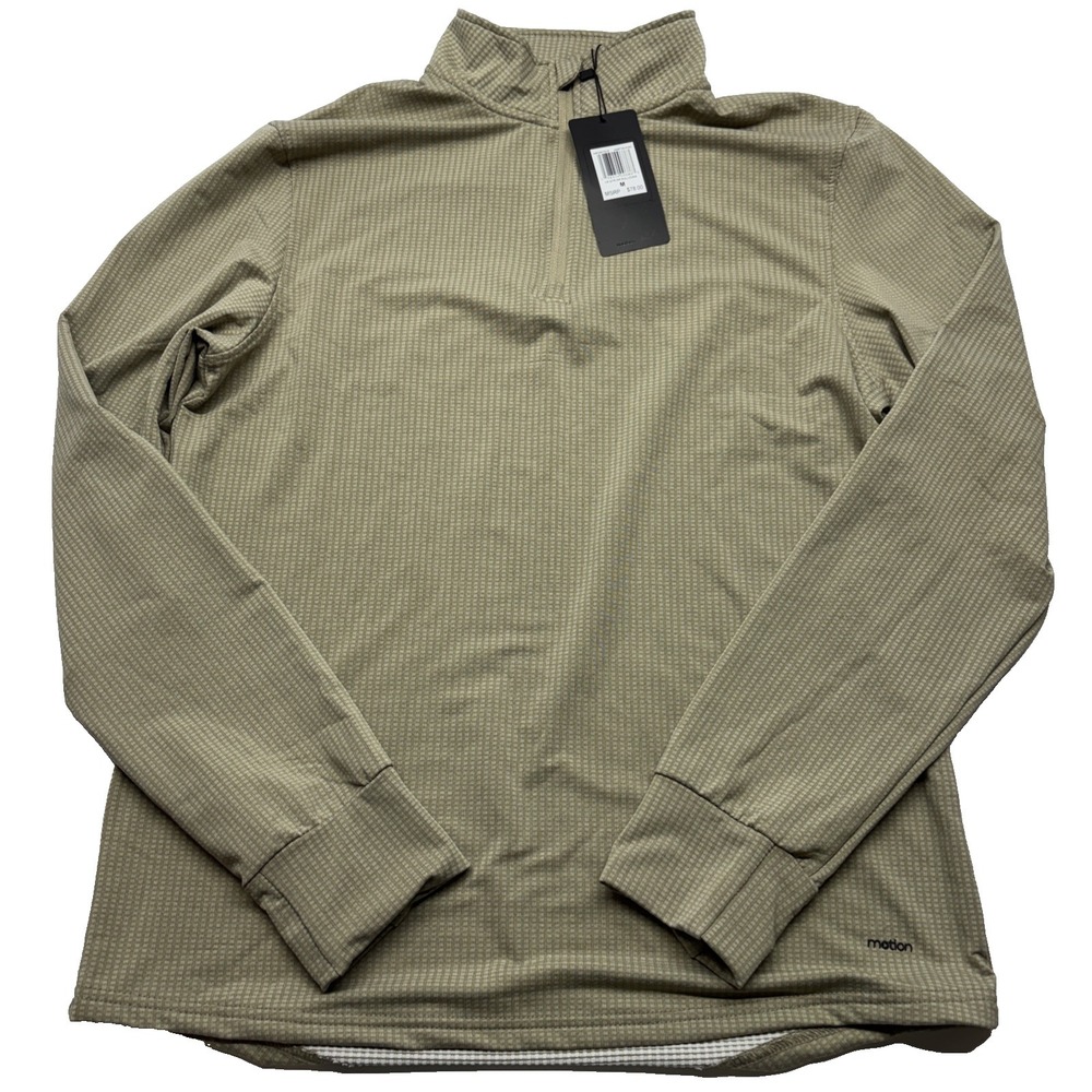 Motion Perf Beige Textured Grid Quarter Zip Pullover Men's Medium NWT (MSRP $78)
